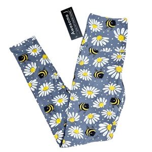 NWT AWESOME J ultra buttery soft premium sunflower bee high waisted leggings